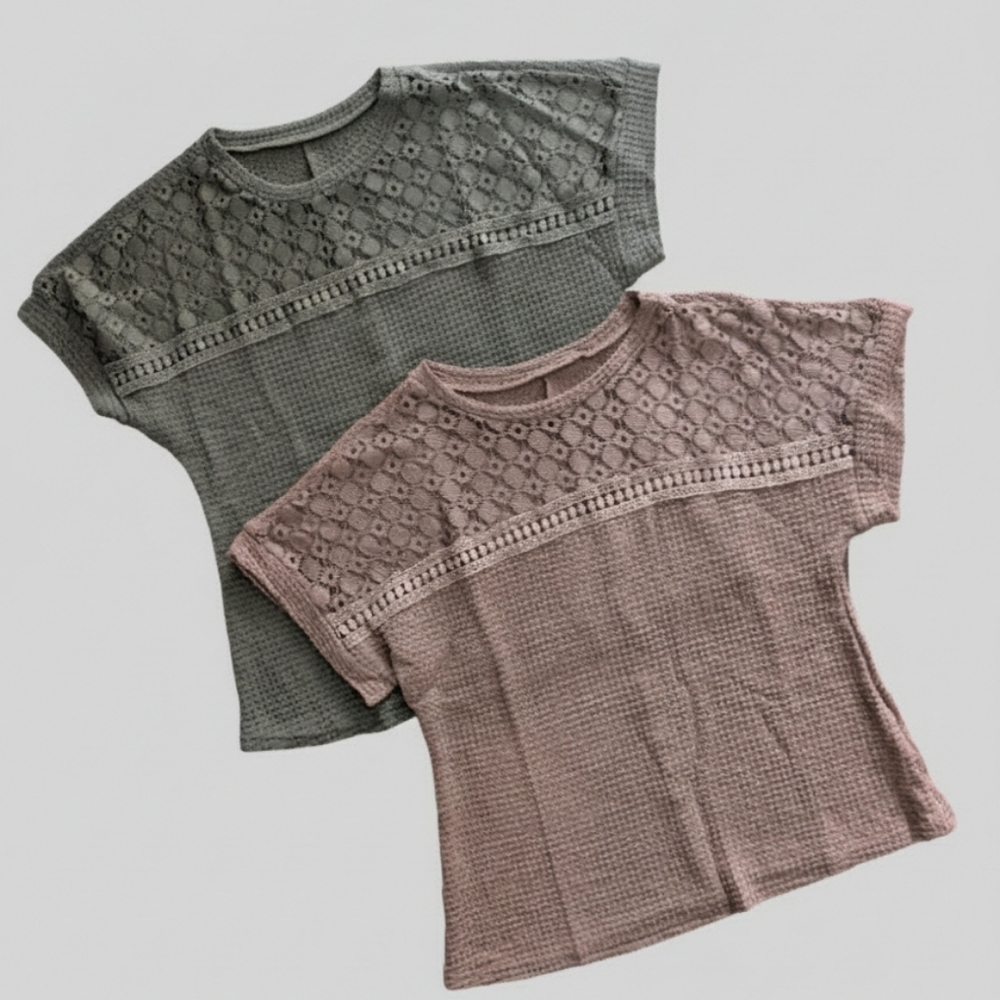 Set Of 2 NWOT Women's Size S Short Sleeve Tops Green & Brown